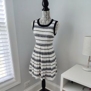ModCloth White and Navy Striped Lace Dress Small